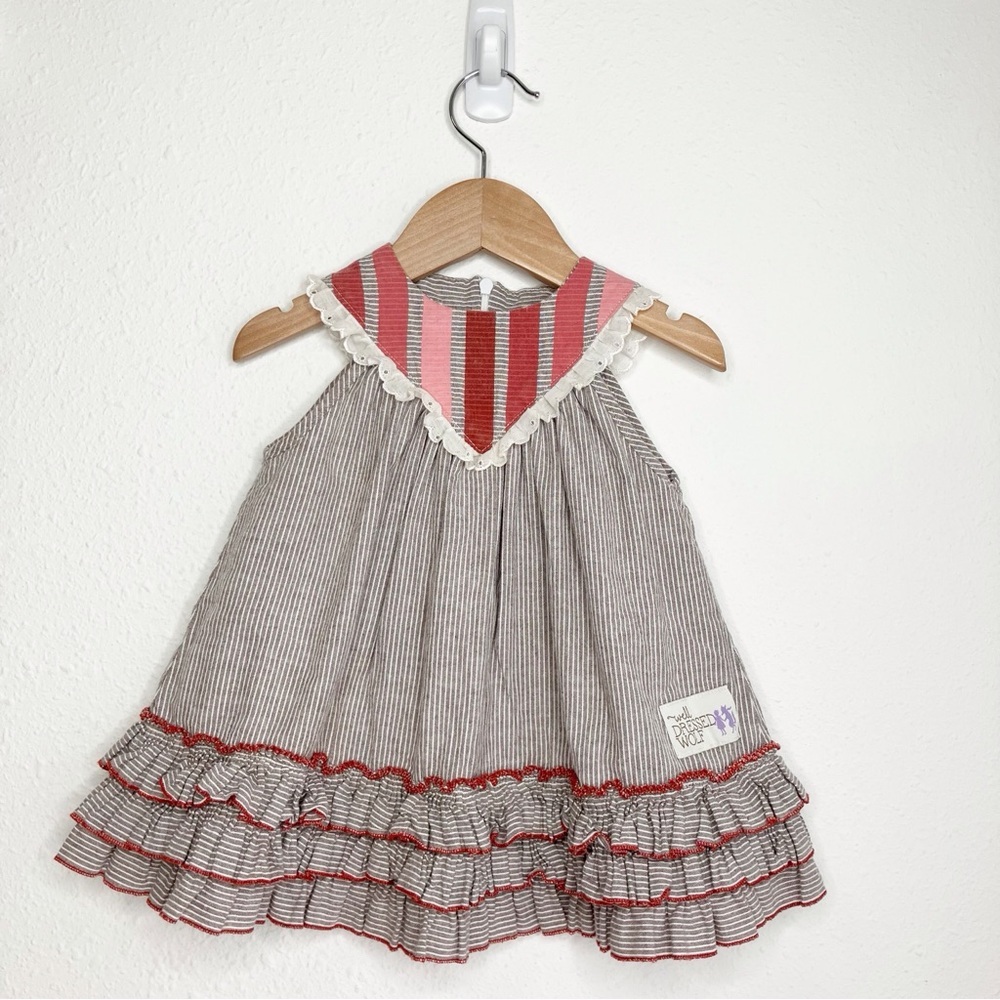 Well Dressed Wolf Rosie dress sleeveless ruffled pomegranate red size 18 months - Picture 9 of 9